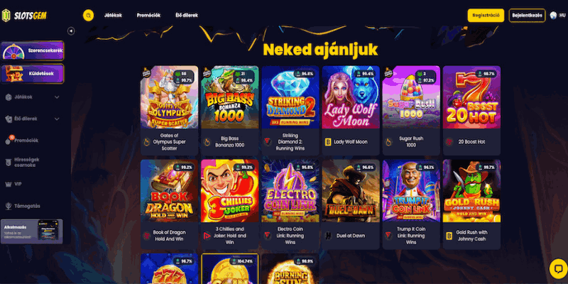 Kép a Slotsgem kaszinó főoldalára
