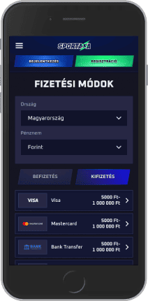 Befizetési módok képernyőképe