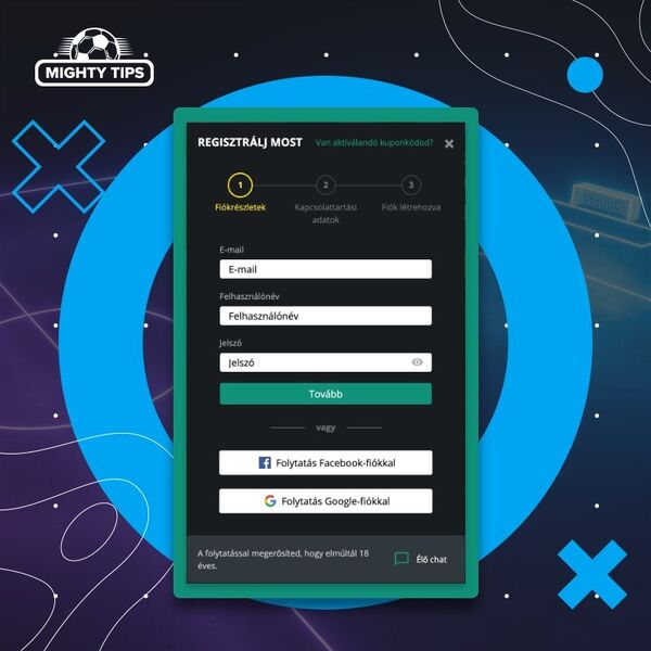 1Bet mobil regisztráció