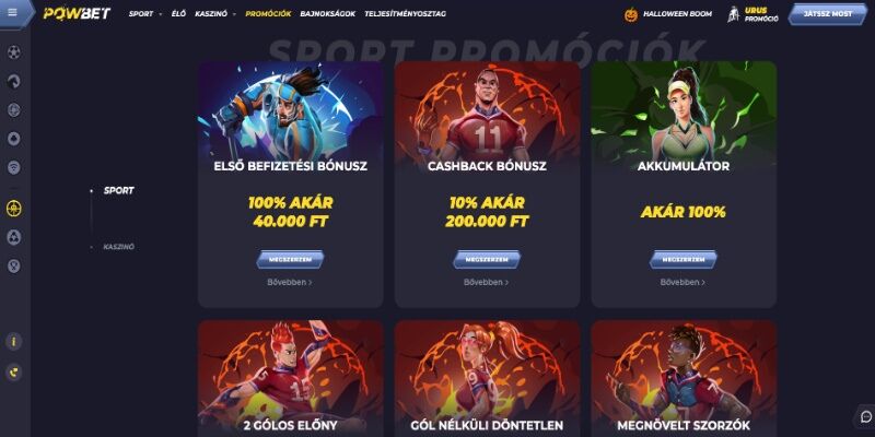 A Powbet promóciós oldal képernyőképe