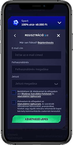 A Sportaza regisztrációs oldalának mobil képernyőképe 2