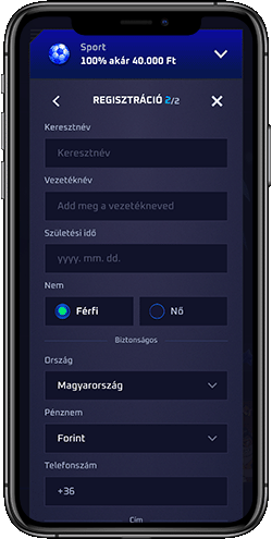 A Sportaza regisztrációs oldalának mobil képernyőképe 3
