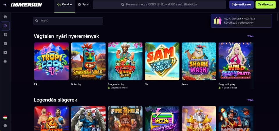 Pillanatkép a Immerion kaszinó oldaláról