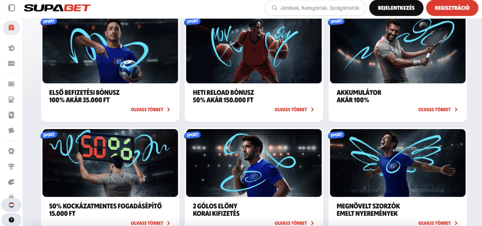 Pillanatkép a Supabet bónuszok oldalról