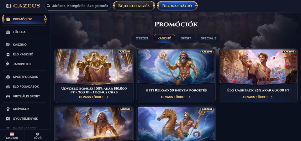A Cazeus bónuszoldalának képernyőképe